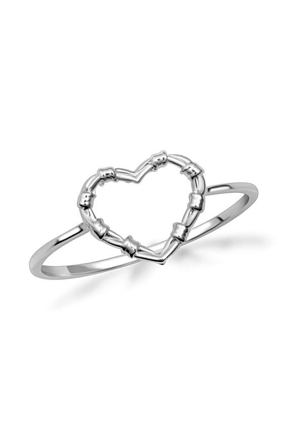 .925 Sterling Silver Heart Crown of Thorns Jesus Christ Ring , Size 4
