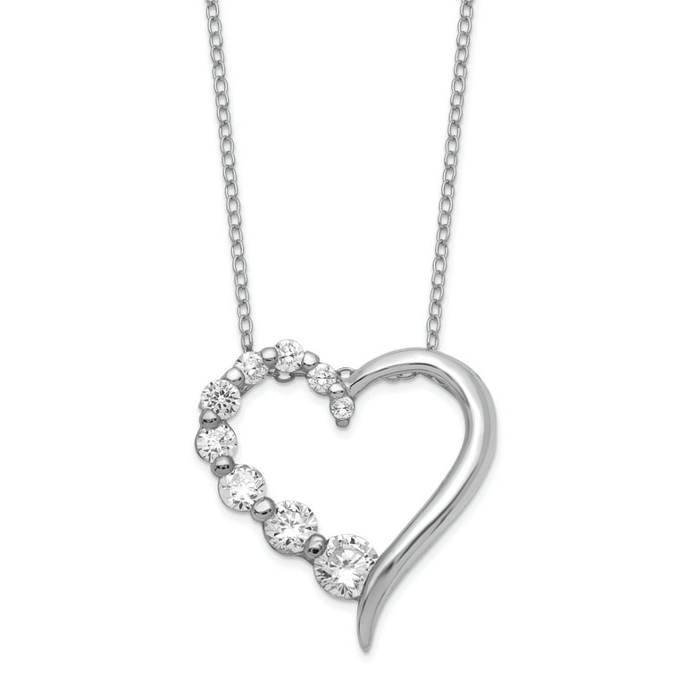 Sterling Silver And CZ A Mothers Journey 18in Heart Necklace Sterling Silver And CZ A Mothers Journey 18in Heart Necklace