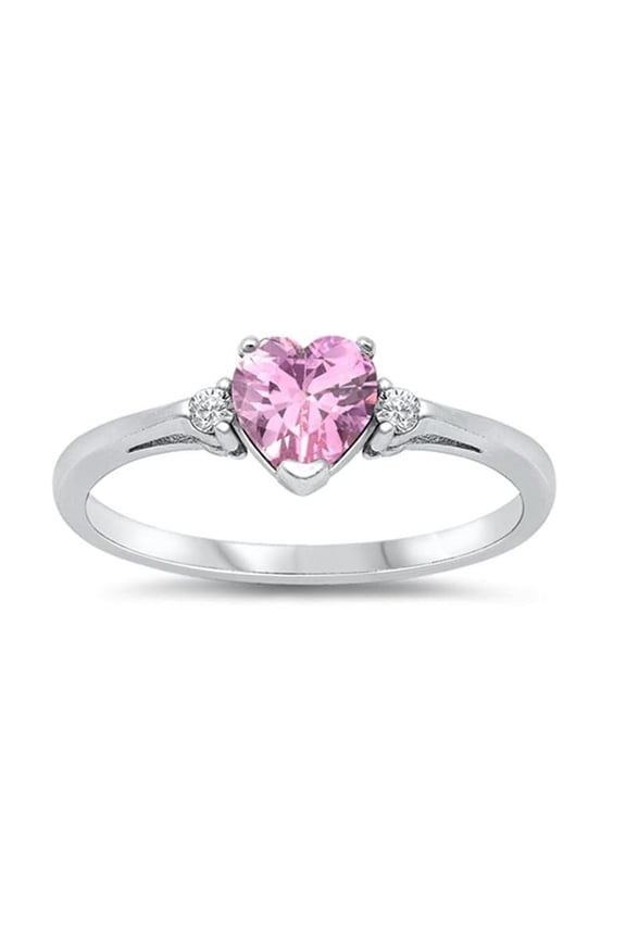 925 Sterling Silver Heart Cut Pink Cz Love Promise Women Ring, Wedding, Engagement Gift Rings
