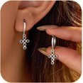 thumbnail image 1 of 925 Sterling Silver Heart Dangle Earrings for Women 14K Gold Plated Dainty CZ Love Hearts Charm Huggie Hoop Earrings to Daughter Birthday Christmas Wedding Jewelry Gifts, 1 of 12