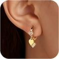 thumbnail image 1 of 925 Sterling Silver Heart Dangle Earrings for Women 14K Gold Plated Dainty CZ Love Hearts Charm Huggie Hoop Earrings to Daughter Birthday Christmas Wedding Jewelry Gifts, 1 of 6