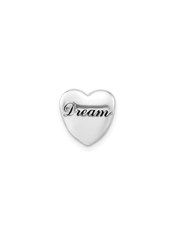925 Sterling Silver Heart Dream Message Charm Bead, Black Enamel Bracelet Charm