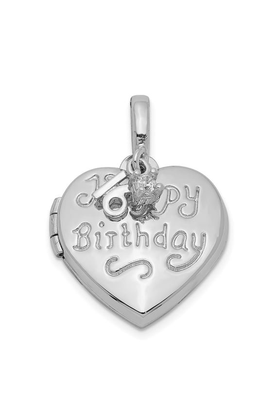 925 Sterling Silver Heart Happy 16th Birthday with Cubic Zirconia Locket Pendant Necklace Fine Jewelry For Women Gifts For Her