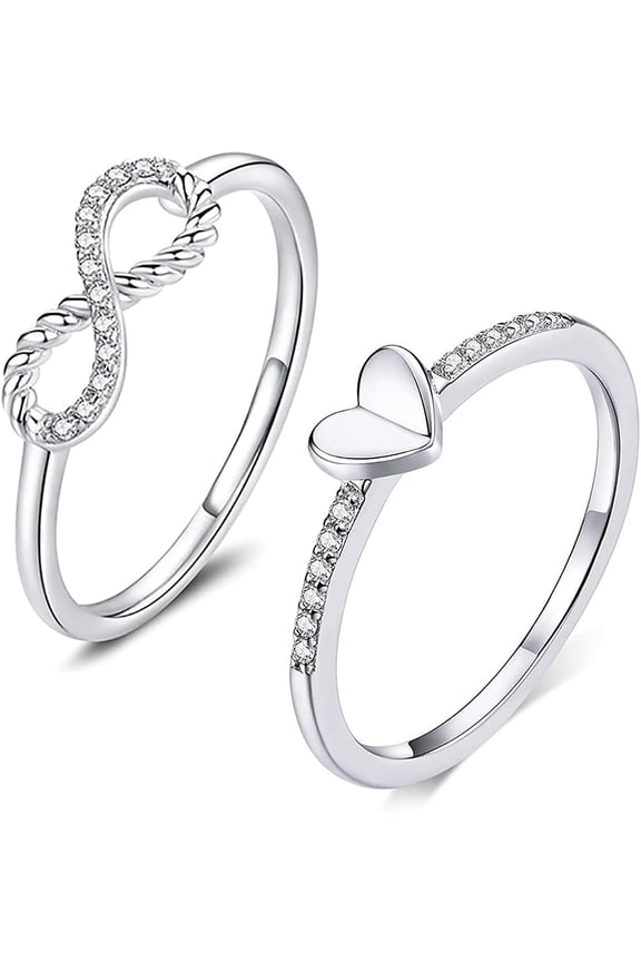 925 Sterling Silver Heart Infinity Band Rings Cubic Zirconia CZ Crystal Eternal Knot for Women Forever Promise Wedding Jewelry-7
