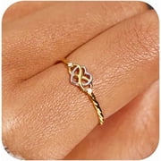 Sterling Silver Plated Heart Infinity Knot Rings for Women Mother Daughter Friendship Ring 14K Gold Plated CZ Promise Rings for Her Jewelry Birthday Graduation Gifts