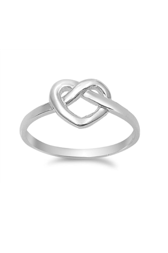 925 Sterling Silver Heart Promise Bind Knot Ring Size 9