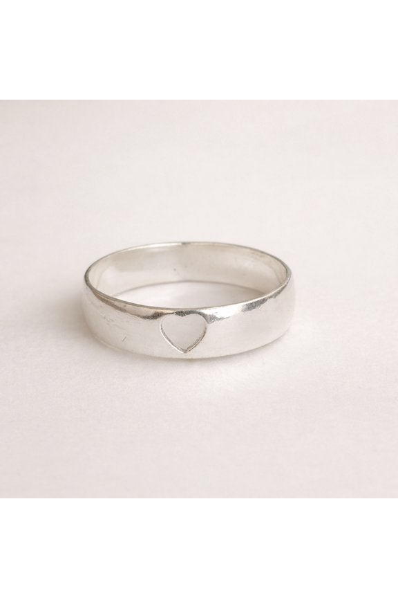 925 Sterling Silver Heart Ring – Minimalist Love Band, Simple Romantic Stacking Ring, Everyday Wear Jewelry