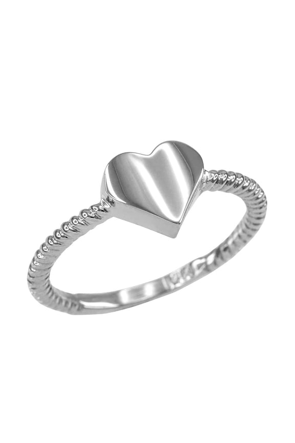.925 Sterling Silver Heart Rope Band Ring Ring /Size 10