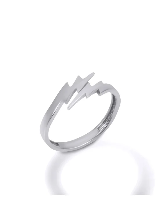 925 Sterling Silver Double Lighting Thunder Bolt Electric Ring (Size 8)