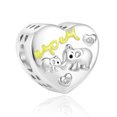 thumbnail image 1 of 925 Sterling Silver Two Elephants Heart Charm Bead for Bracelet Charms Bangle Pendant Jewelry, 1 of 5
