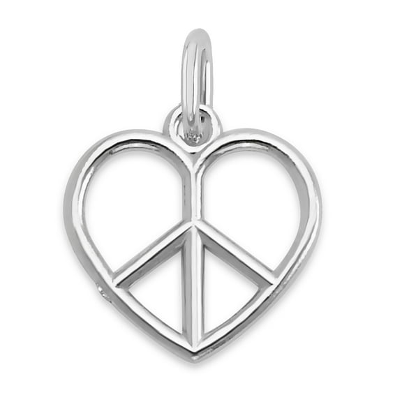925 Sterling Silver Heart Shaped Peace Charm - Boho Jewelry Gifts for Her