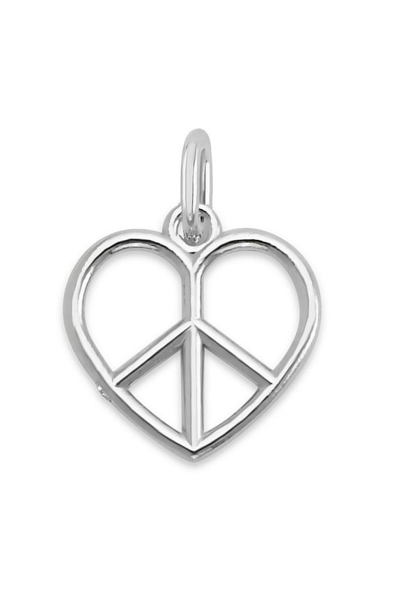 925 Sterling Silver Heart Shaped Peace Charm - Boho Jewelry Gifts for Her