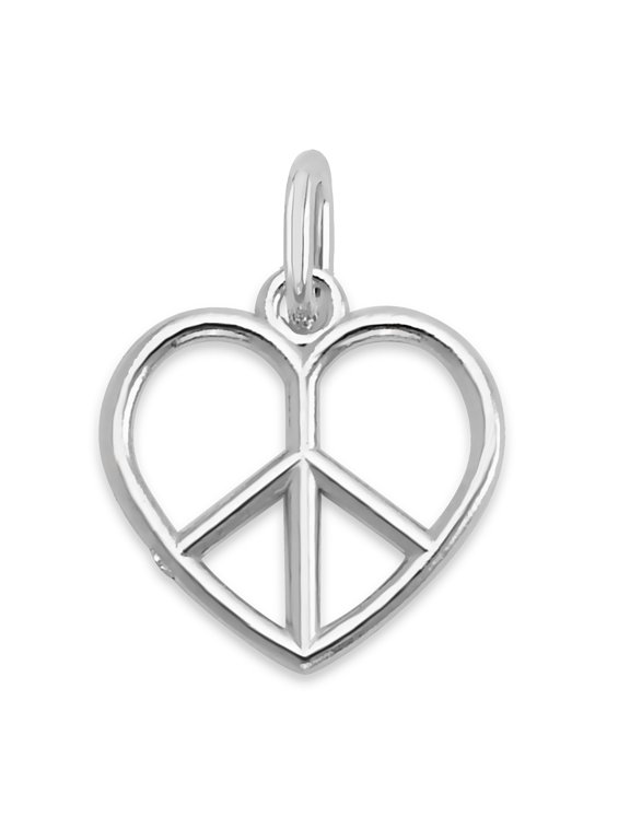 925 Sterling Silver Heart Shaped Peace Charm - Boho Jewelry Gifts for Her