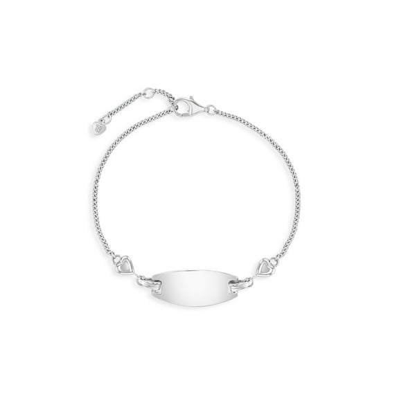 925 Sterling Silver Heart Tag Identification Bracelet For Toddler Girls 4.5"
