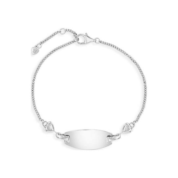 925 Sterling Silver Heart Tag Identification Bracelet For Young Girls 6.5"