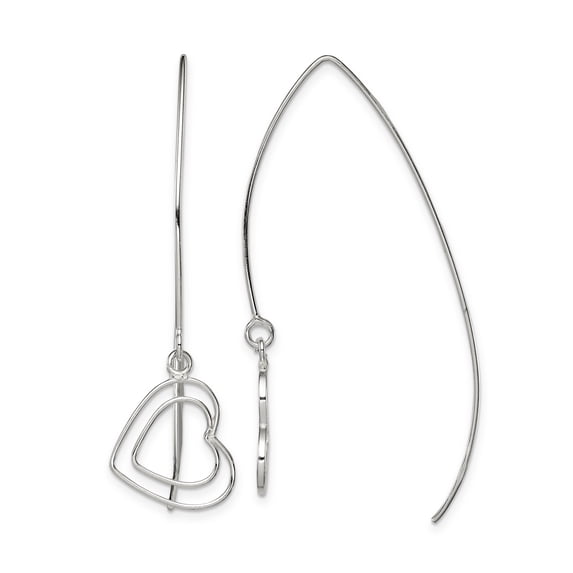 925 Sterling Silver Heart Threader Earrings