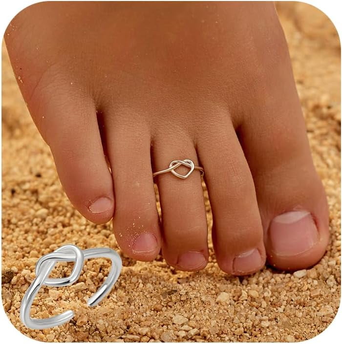 Bague D'orteil Ajustable En Argent Sterling 925, Motif Cœurs, Modèle Unique