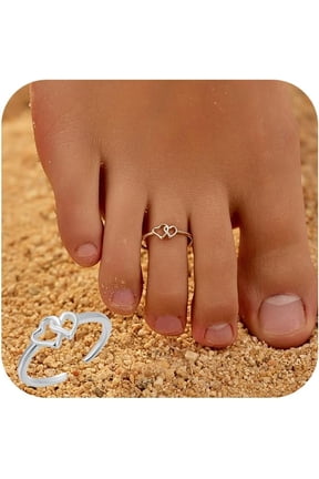 925 Sterling Silver Heart Toe Rings for Women Non Tarnish Cute Dainty Love Knot Foot Ring Mother Daughter Friendship Toe Ring Adjustable Open Band Hypoallergenic Summer Beach Foot Jewelry Accessories