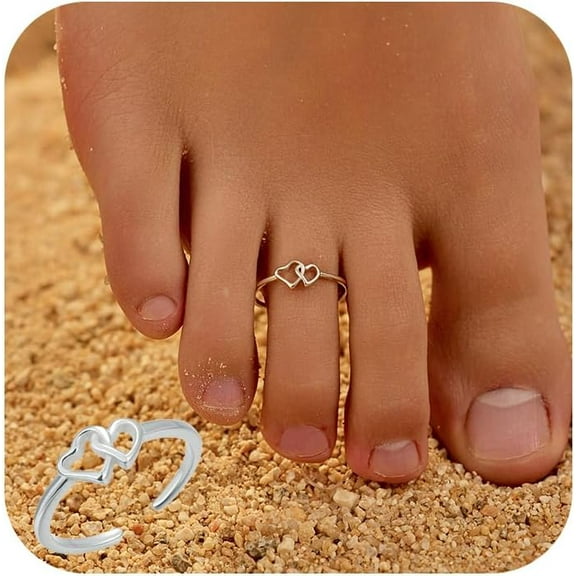 925 Sterling Silver Heart Toe Rings for Women Non Tarnish Cute Dainty Love Knot Foot Ring Mother Daughter Friendship Toe Ring Adjustable Open Band Hypoallergenic Summer Beach Foot Jewelry Accessories