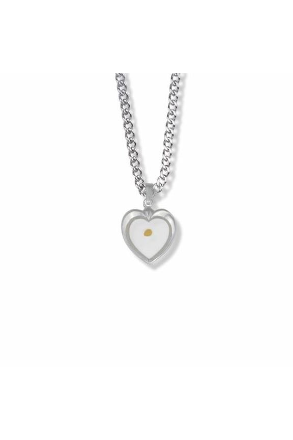 11/16 Inch Sterling Silver Mustard Seed Heart Necklace