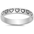 thumbnail image 1 of 925 Sterling Silver Hearts Pattern Ring Size 8, 1 of 3