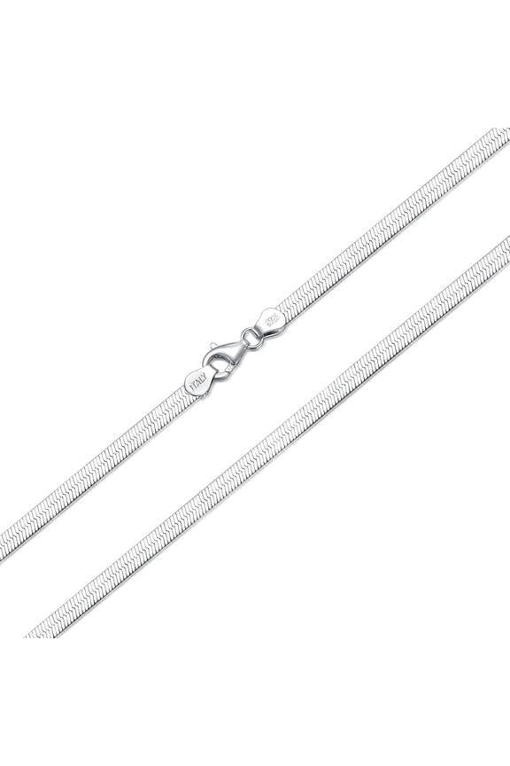 925 Sterling Silver Herringbone Chain 2MM 3MM Flexible Flat Italian Snake Chain Necklace for Women Men 18, 20, 22, 24, 26 Inches