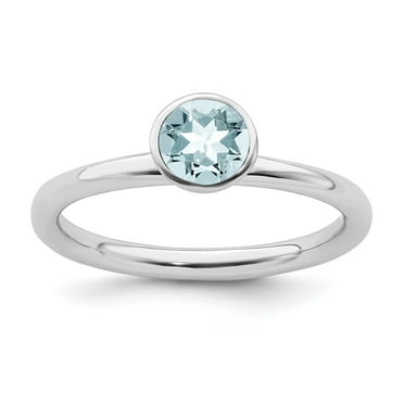 925 Sterling Silver High 5mm March Swarovski Band Ring Size 6.00 Stackable Birthstone Gemstone Aquamarine Fine Jewelry Ideal Gifts For Women Gift Set From Heart