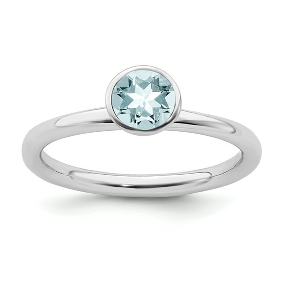 925 Sterling Silver High 5mm March Swarovski Band Ring Size 6.00 Stackable Birthstone Gemstone Aquamarine Fine Jewelry Ideal Gifts For Women Gift Set From Heart
