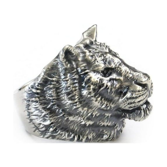 925 Sterling Silver High Details Tiger Ring Biker Punk Jewelry TA223 US Size 7