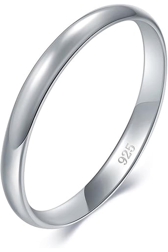 "925 Sterling Silver High Polish Plain Dome Wedding Band | Tarnish Resistant Comfort Fit | Available in 2mm & 3mm | Sizes 4-12 | Perfect Gift for Special Occasions"