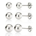 thumbnail image 1 of Kezef Women's 925 Sterling Silver Round Ball Stud Earring 3-Size Set - 5mm to 7mm, 1 of 7
