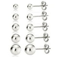 thumbnail image 1 of Kezef Women's 925 Sterling Silver High Polish Smooth Round Ball Stud Earring 5-Size Set - 2mm to 6mm, 1 of 7