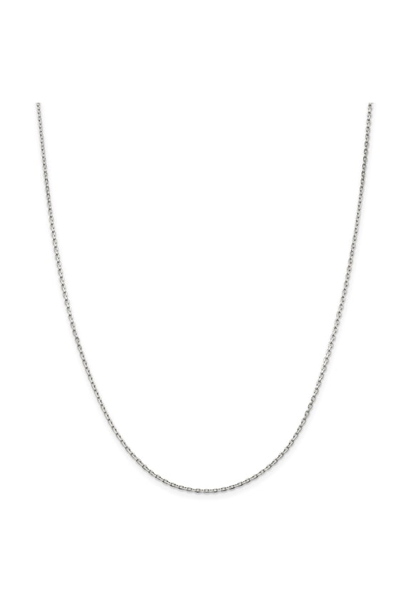 925 Sterling Silver High Polished 1.5mm Solid Plain Beveled Oval Cable Chain w/ Lobster Clasp - 16"