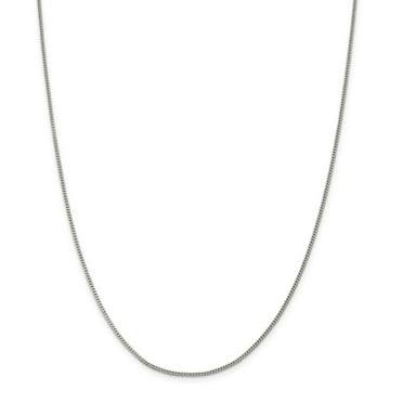 925 Sterling Silver High Polished 1.5mm Solid Plain Curb Link Chain w/ Spring Ring Clasp - 16"