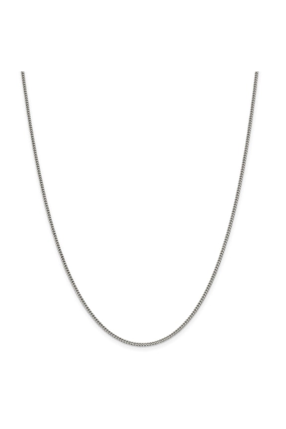 925 Sterling Silver High Polished 1.75mm Solid Plain Curb Link Chain w/ Spring Ring Clasp - 16"