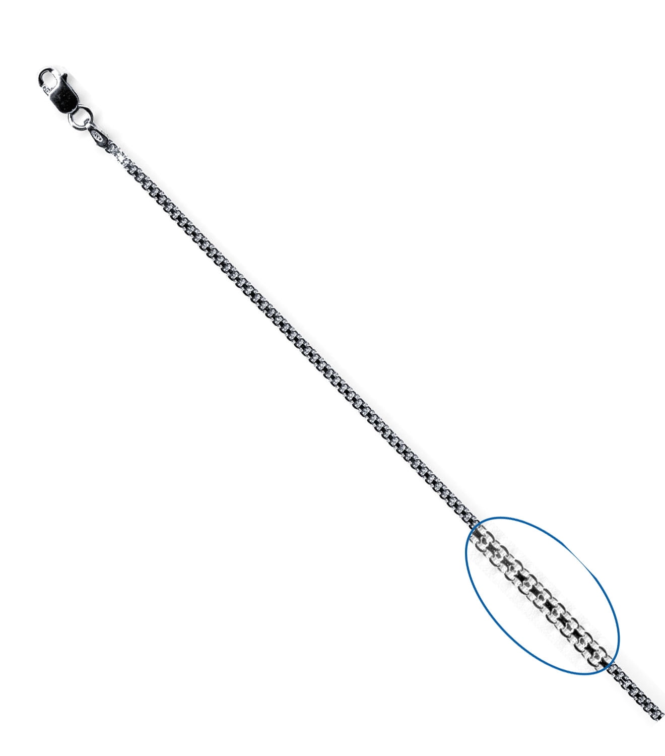 925 Sterling Silver High Polished 2MM BISMARK 030 Chain necklace