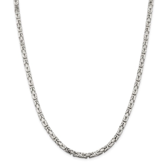 925 Sterling Silver High Polished 4.25mm Solid Byzantine Chain w/ Lobster Clasp - 18"