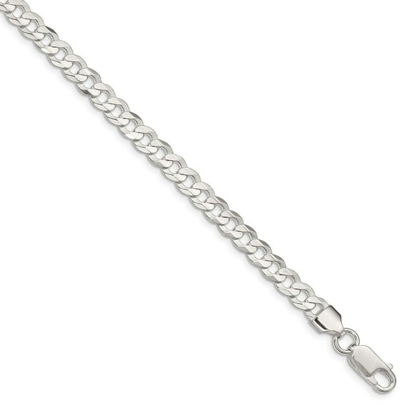 925 Sterling Silver High Polished 5.65mm Solid Concave Beveled Curb Chain w/ Lobster Clasp - 20"