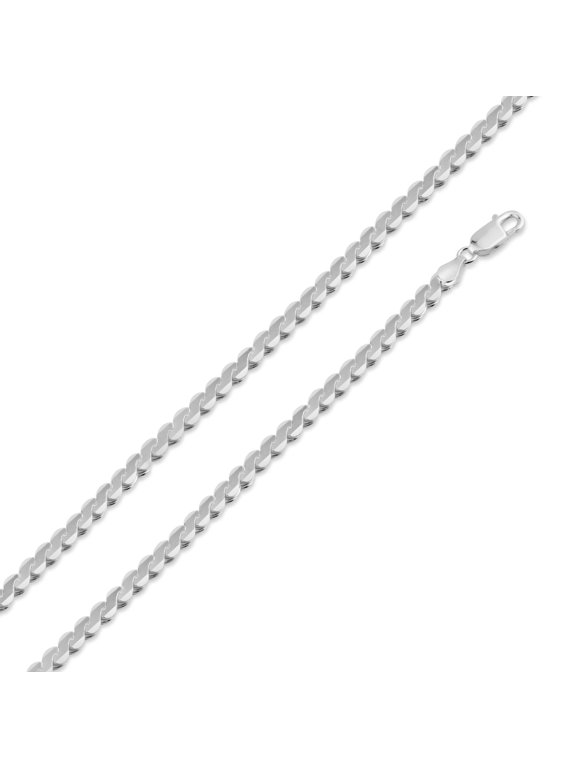 925 Sterling Silver High Polished Flat Rope Serpentine Chain 4.2mm Made in Italy 20" Jewelry Female