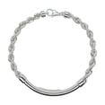 thumbnail image 1 of 925 Sterling Silver High Polished Hollow Rope Round Bar 4mm Bracelet Italy 7" Jewelry Female Unisex, 1 of 5