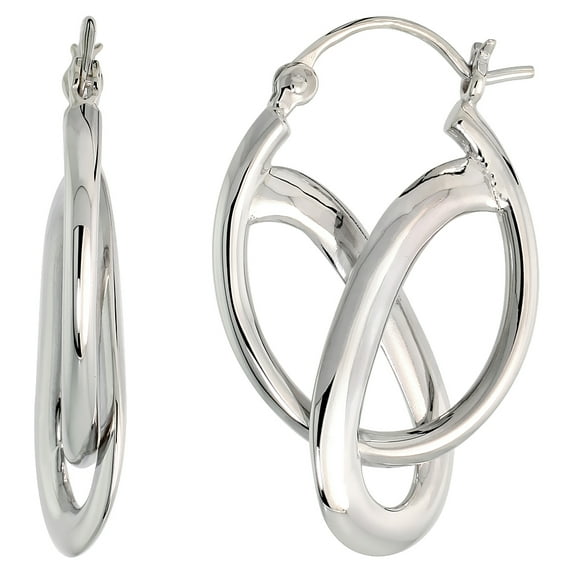 925 Sterling Silver High Polished Knot Hoop Earrings 29mm