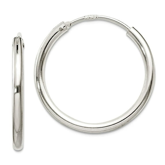 925 Sterling Silver Hinged Polished Hollow tube 2mm Hoop Earrings 22x22mm Wide 2mm Thick Hoop Earring for Women