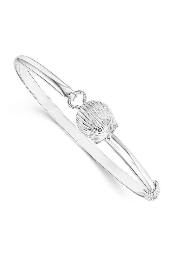 Sterling Silver Polished Shell Bangle