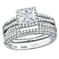 thumbnail image 1 of 925 Sterling Silver His and Hers Cubic Zirconia Halo Bridal Trio Set Ring Size 6 Ring for Women, 1 of 2