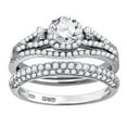 thumbnail image 1 of 925 Sterling Silver His and Hers Cubic Zirconia Halo Bridal Trio Set Ring Size 8 Ring for Women, 1 of 2