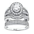 thumbnail image 1 of 925 Sterling Silver His and Hers Cubic Zirconia Halo Trio Ring Set Size 8 Ring for Women - 7.6 Grams, 1 of 2