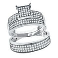 thumbnail image 1 of 925 Sterling Silver His & Hers Cubic Zirconia Square Head Trio Ring Set Size 8 Ring for Women, 1 of 2
