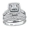 thumbnail image 1 of 925 Sterling Silver His and Hers Cubic Zirconia Trio Ring Set Size 6 Ring for Women - 6.6 Grams, 1 of 2