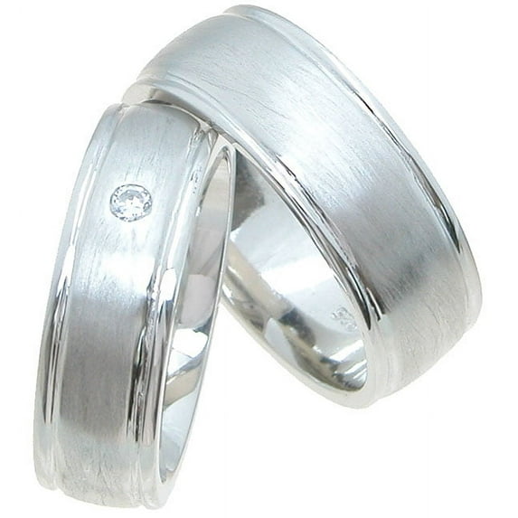 925 Sterling Silver His and Hers Wedding Ring Sets and Wedding Bands