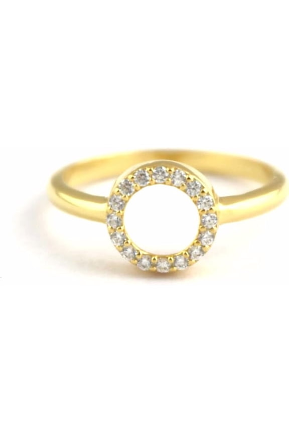 925 Sterling Silver Hollow Circle Cubic Zirconia Karma Ring- Silver Ring For Women- Dainty Minimalist Ring For Her- Promise Engagement Ring